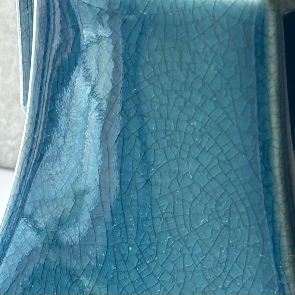 🌴 Elegant West Elm One-of-a-Kind Rare Serene Jade Blue Ceramic Vase